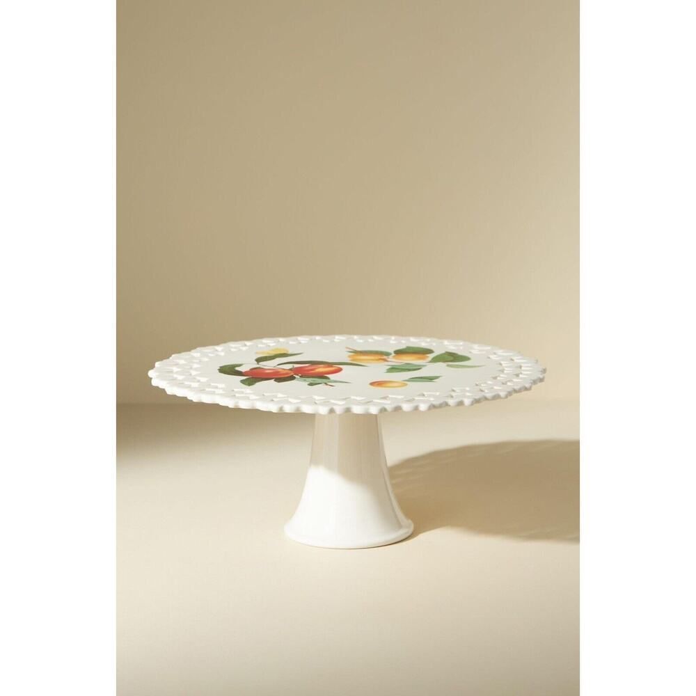 Anthropologie Chantilly Cake Stand Lattice Cutout Stoneware